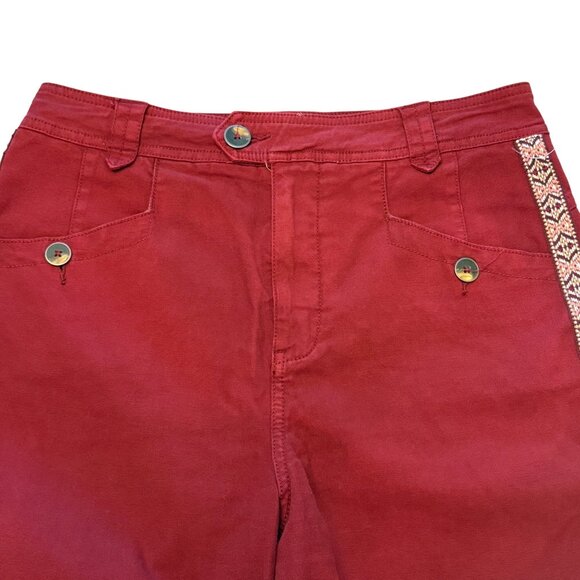 Anthropologie Women's Burgundy Pants Size 4 W/ Embroidered Side Stripes NWT - Picture 15 of 16